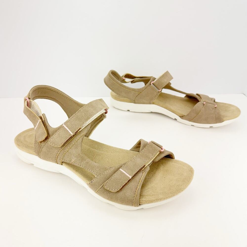 Easy Spirit Lake Tan Pink Hook &‎ Loop Closure Strappy Sandals Sz 9.5 Wide - Picture 2 of 8